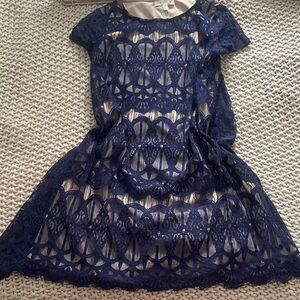 love, Fire Navy Lace Formal Dress
